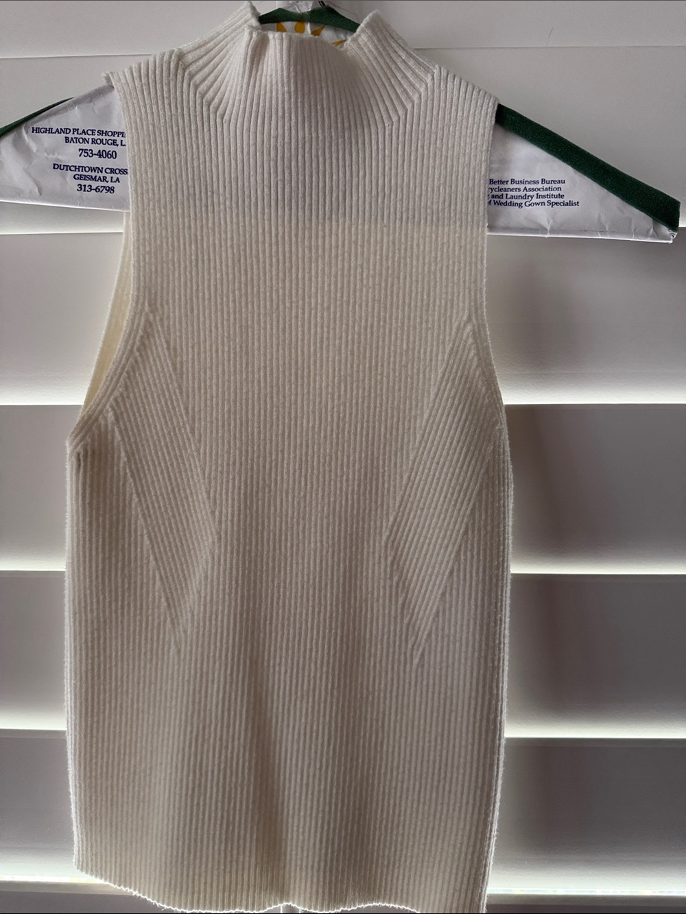 Pink Lily Cream Ribbed Mock Neck Tank Top
